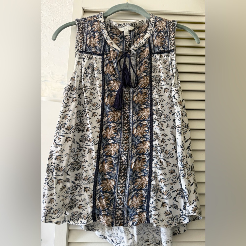 Lucky Brand Floral Skirt - Navy and Tan